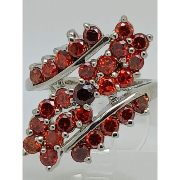 3.8CT Vintage Gold Plated Orange Sim Diamond CZ Cocktail Statement Ring Size 7 - Picture 2 of 10